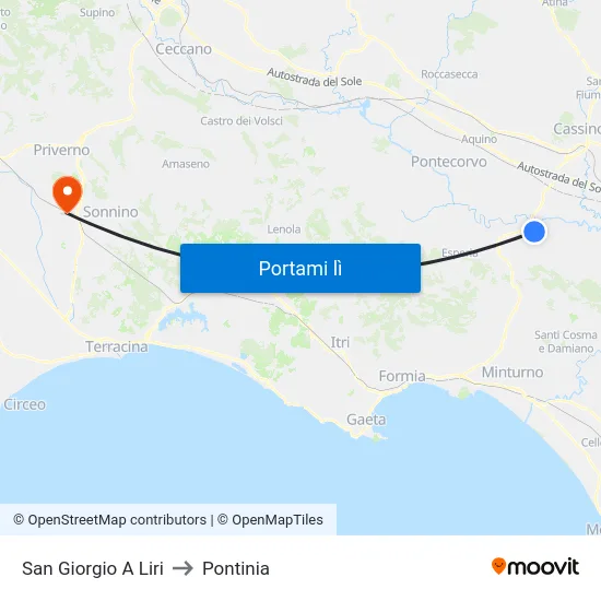 San Giorgio A Liri to Pontinia map