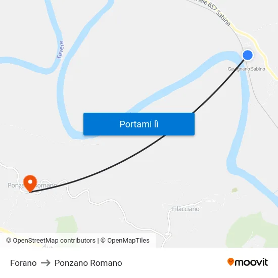 Forano to Ponzano Romano map