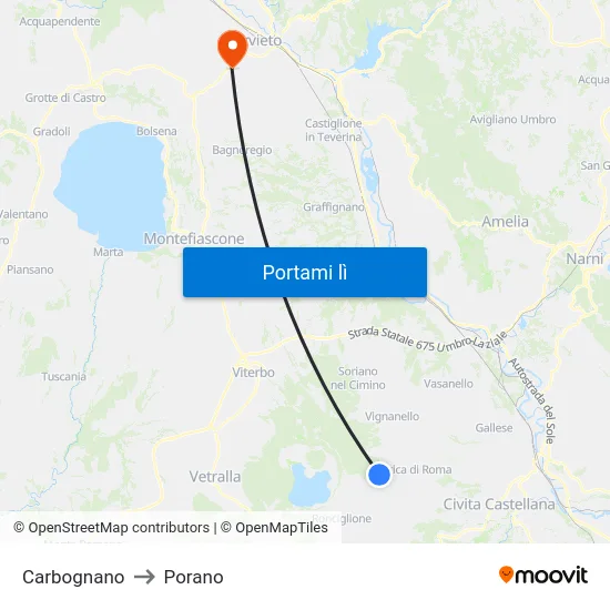Carbognano to Porano map