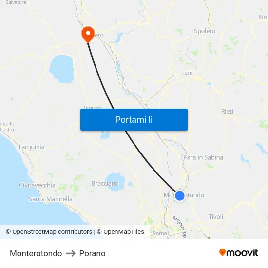 Monterotondo to Porano map