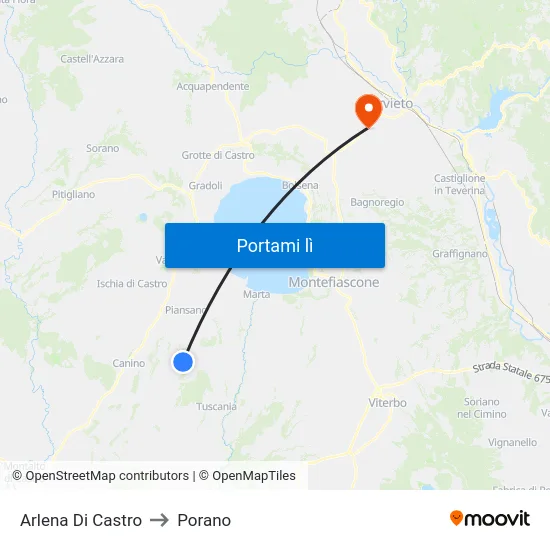 Arlena Di Castro to Porano map