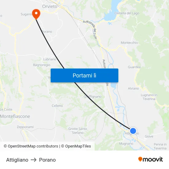 Attigliano to Porano map