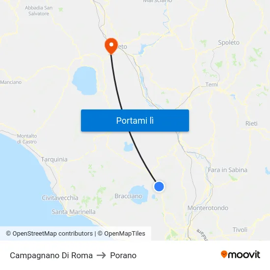 Campagnano Di Roma to Porano map