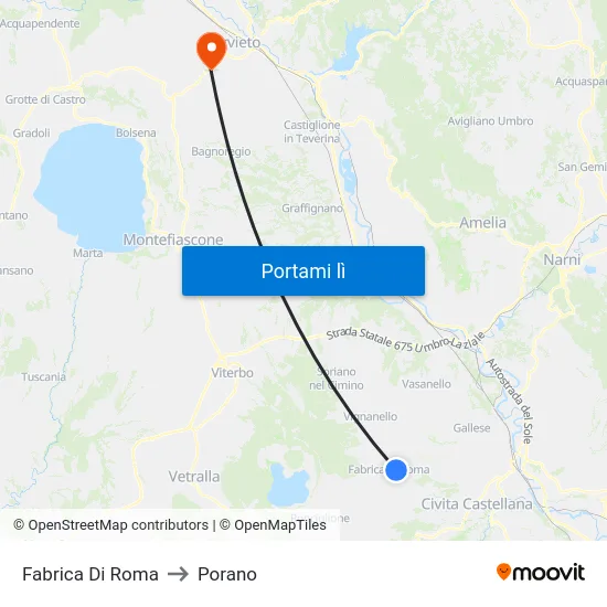 Fabrica Di Roma to Porano map