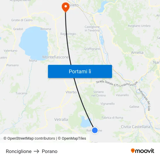 Ronciglione to Porano map