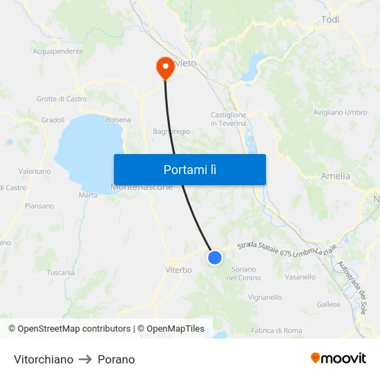 Vitorchiano to Porano map