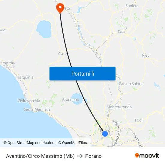 Aventino/Circo Massimo (Mb) to Porano map
