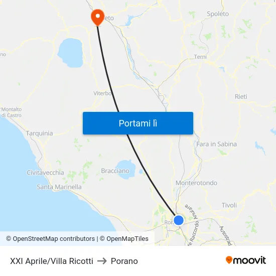 XXI Aprile/Villa Ricotti to Porano map