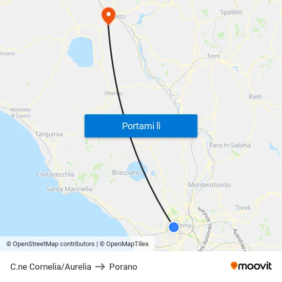 C.ne Cornelia/Aurelia to Porano map