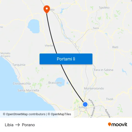 Libia to Porano map