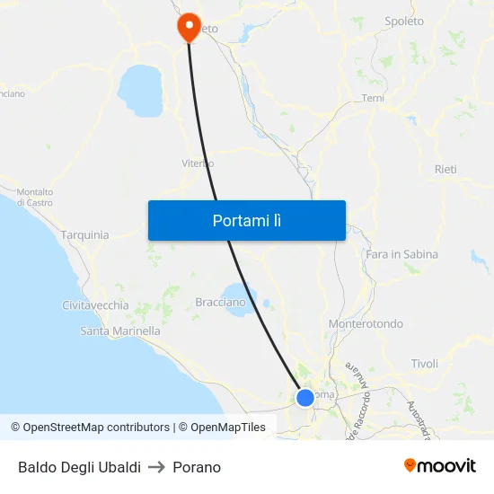 Baldo Degli Ubaldi to Porano map
