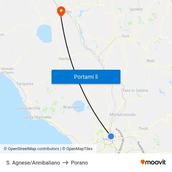 S. Agnese/Annibaliano to Porano map