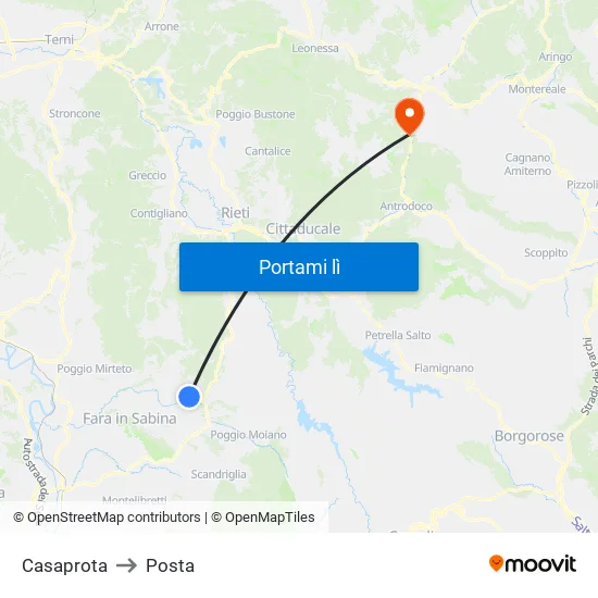 Casaprota to Posta map