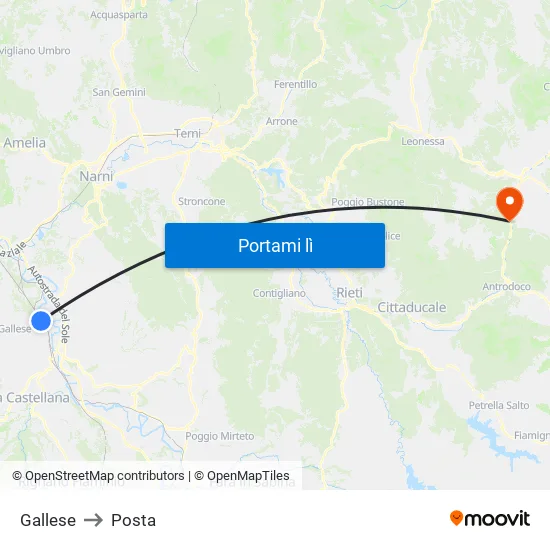 Gallese to Posta map