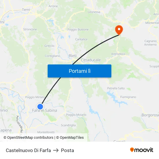 Castelnuovo Di Farfa to Posta map