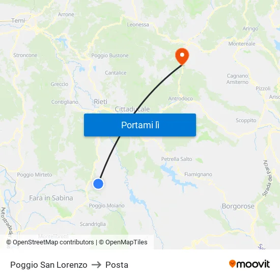 Poggio San Lorenzo to Posta map