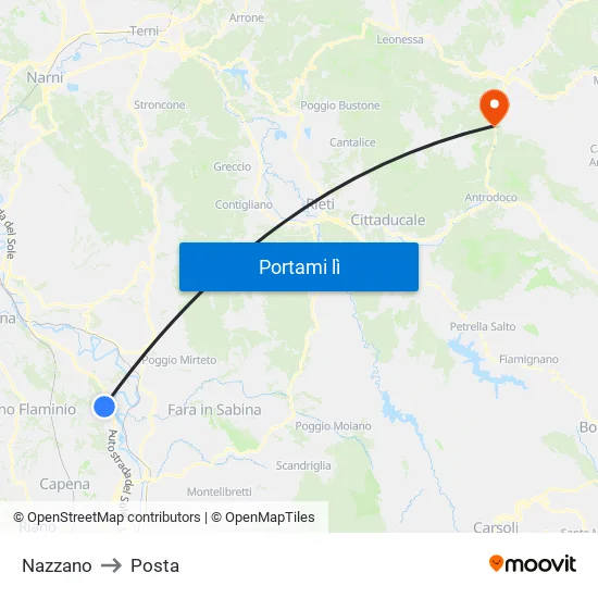 Nazzano to Posta map