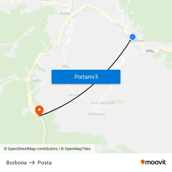 Borbona to Posta map