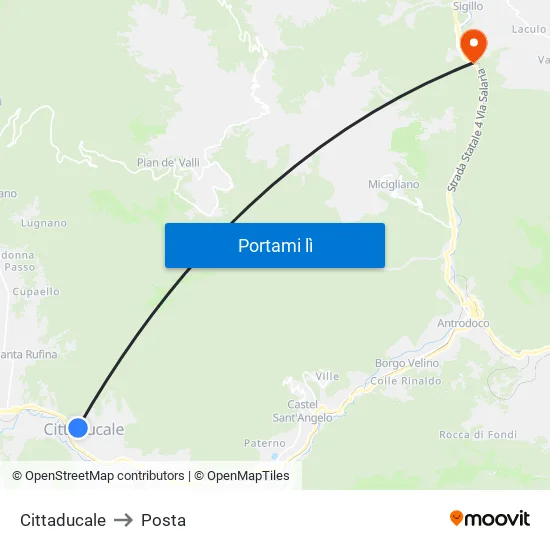 Cittaducale to Posta map