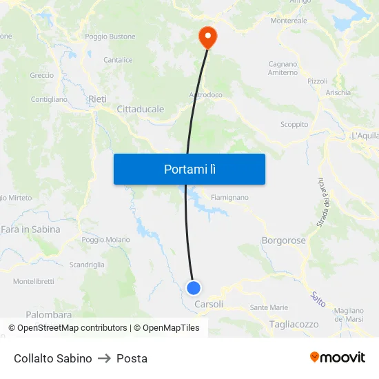 Collalto Sabino to Posta map