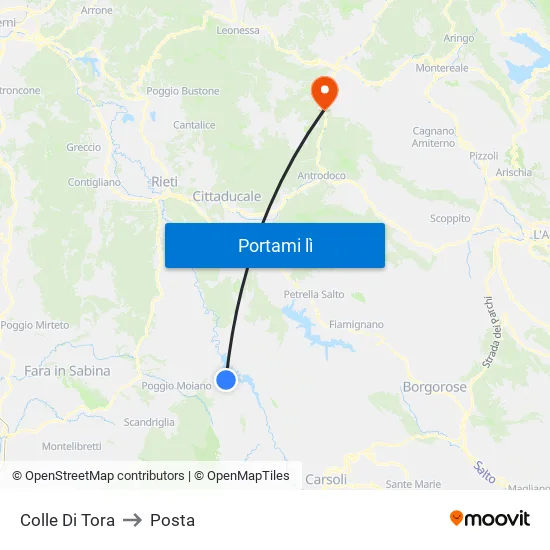 Colle Di Tora to Posta map