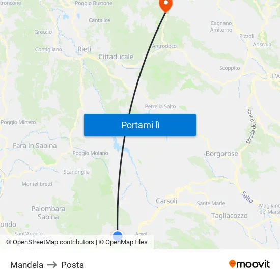 Mandela to Posta map