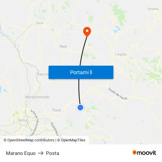 Marano Equo to Posta map