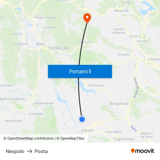 Nespolo to Posta map