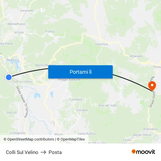 Colli Sul Velino to Posta map