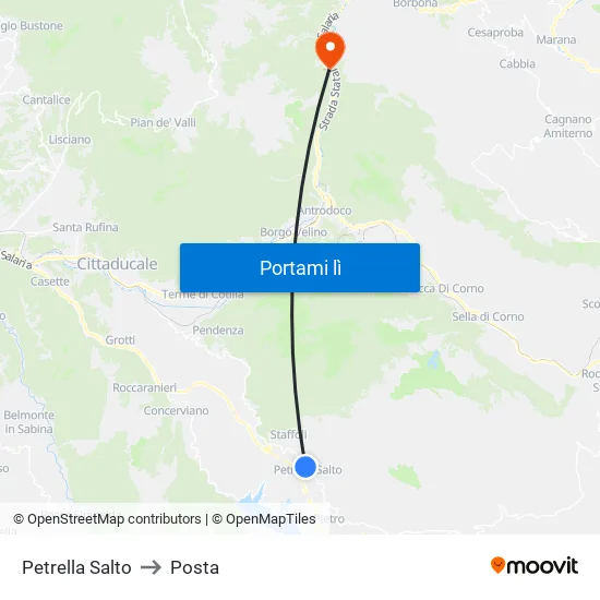 Petrella Salto to Posta map