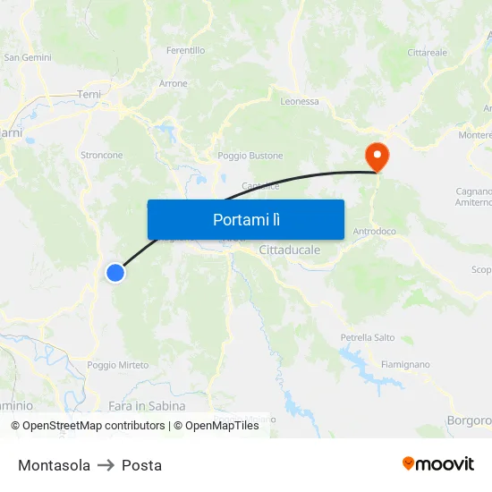 Montasola to Posta map