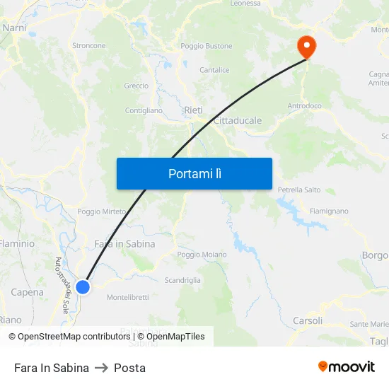 Fara In Sabina to Posta map