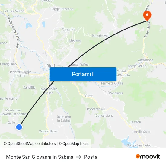 Monte San Giovanni In Sabina to Posta map