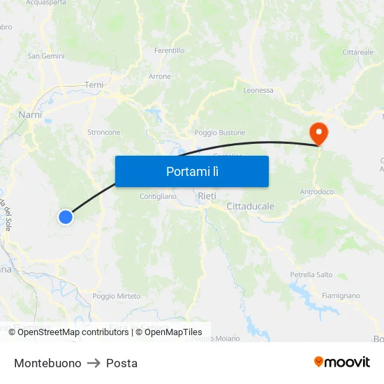 Montebuono to Posta map