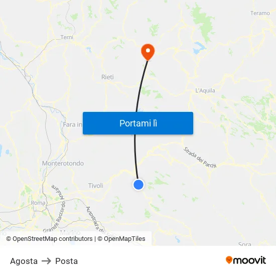 Agosta to Posta map