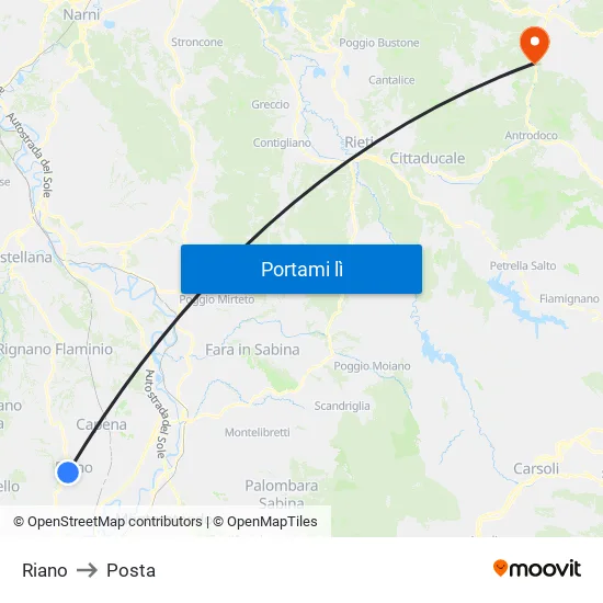 Riano to Posta map