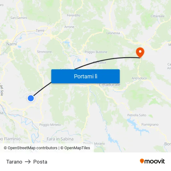 Tarano to Posta map