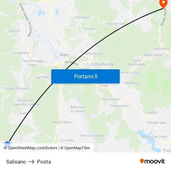 Salisano to Posta map