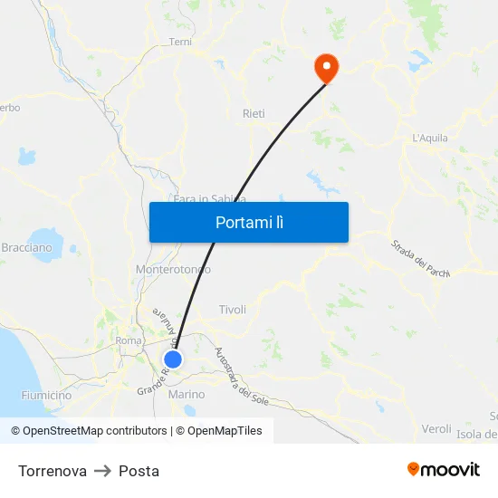 Torrenova to Posta map