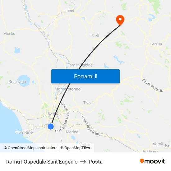 Roma | Ospedale Sant'Eugenio to Posta map