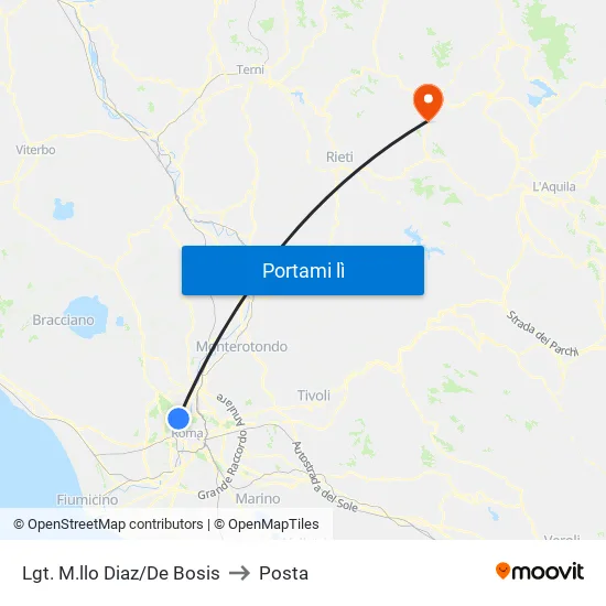 Lgt. M.llo Diaz/De Bosis to Posta map