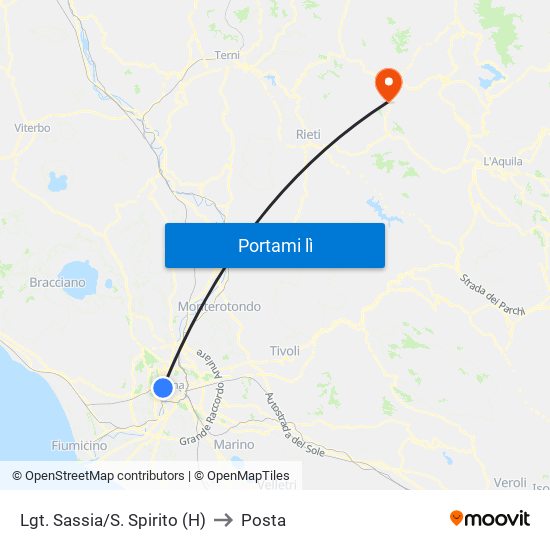 Lgt. Sassia/S. Spirito (H) to Posta map