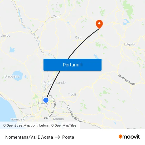 Nomentana/Val D'Aosta to Posta map