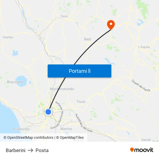 Barberini to Posta map