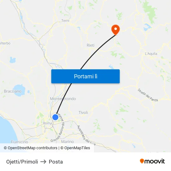 Ojetti/Primoli to Posta map