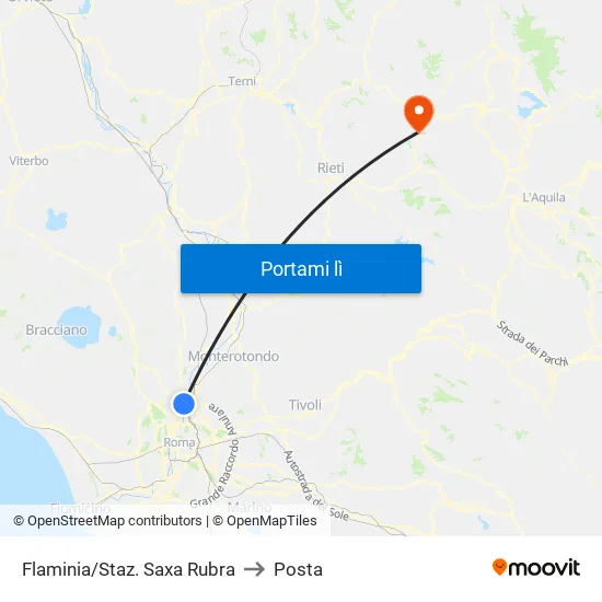 Flaminia/Staz. Saxa Rubra to Posta map