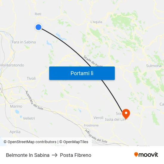 Belmonte In Sabina to Posta Fibreno map