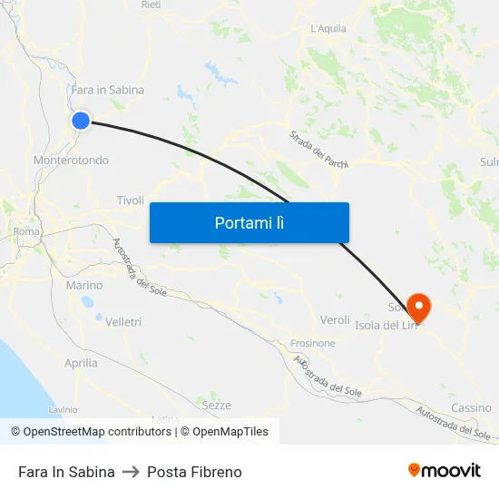 Fara In Sabina to Posta Fibreno map