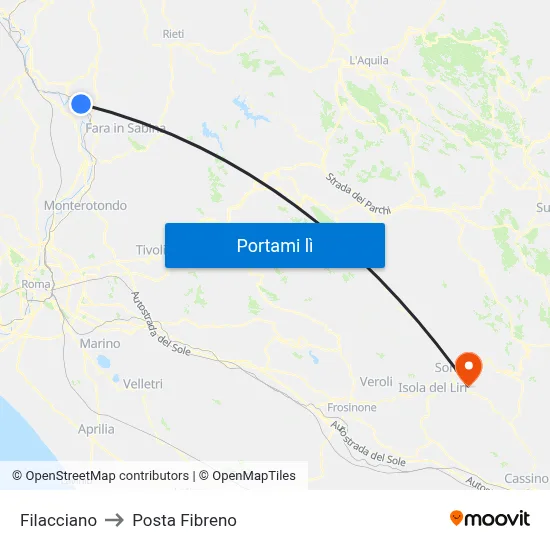 Filacciano to Posta Fibreno map