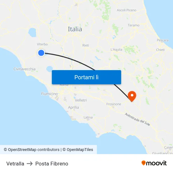 Vetralla to Posta Fibreno map